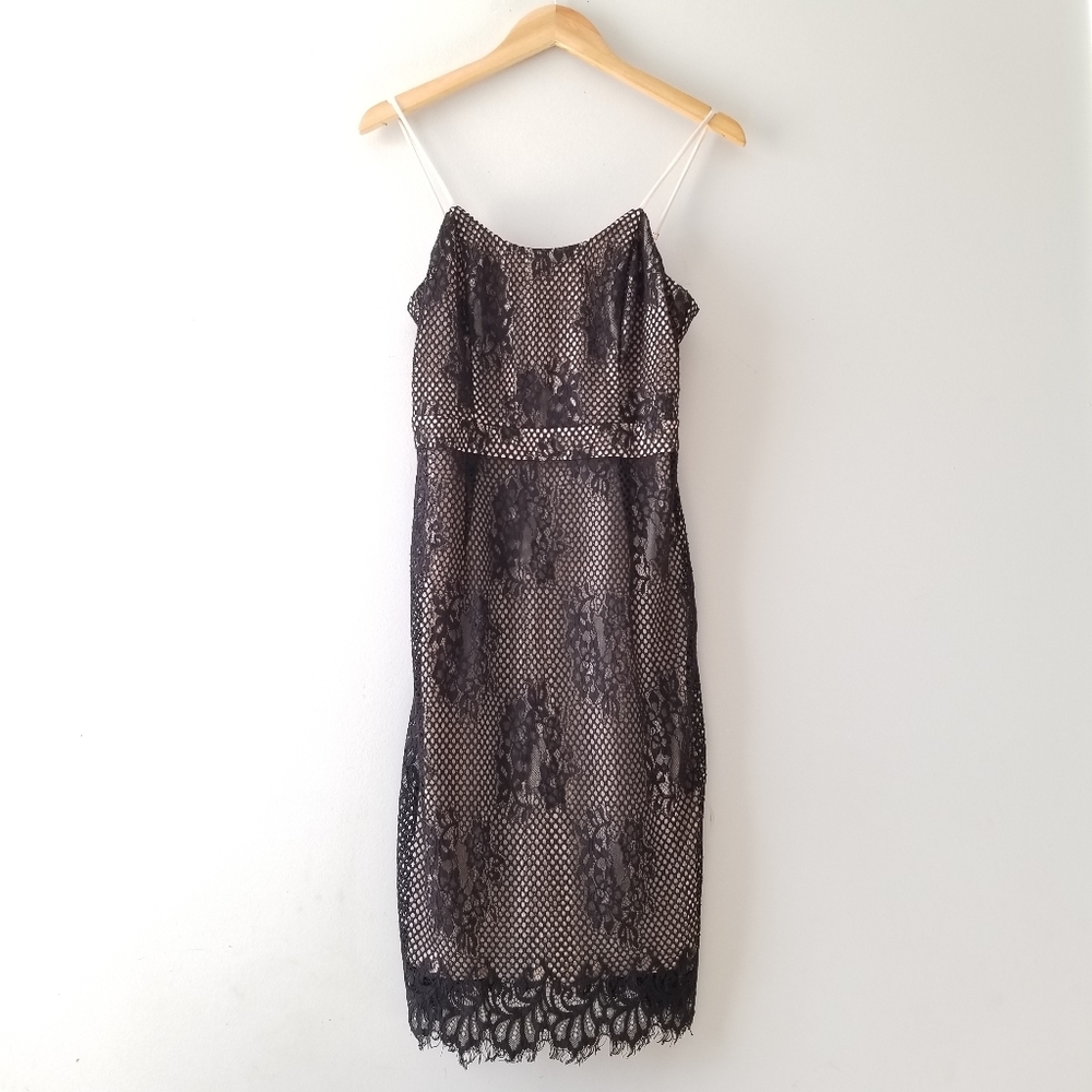 Skies Are Blue Lace Cocktail Dress Spaghetti Strap